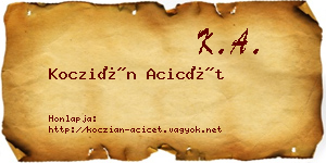 Koczián Acicét névjegykártya